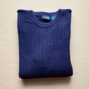 Blue Knit Crew Neck Sweater
